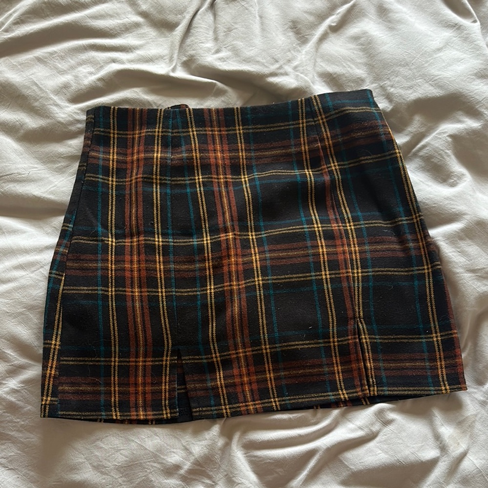 Sky and Sparrow Green Orange Pencil Mini Skirt